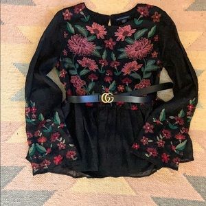 American Eagle Embroidered Bell Sleeve Top
